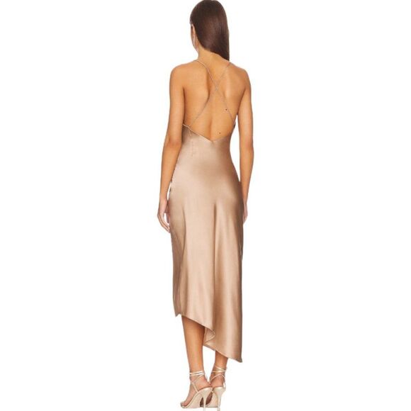 SEROYA Emma Silk Slip Dress High Slit in Natural - Large - NWT - Picture 3 of 7